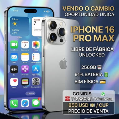 Vendo o cambio , IPHONE 17 PRO MAX , 950 USD , 100% DE BAT , Y MAS DENTRO , 51283035 - Img 126667874