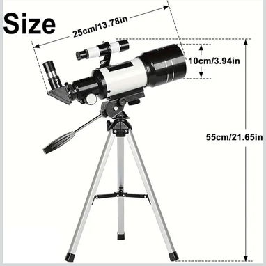 Telescopio astronómico 150X de alta potencia, portátil con apertura de 2.756 in (refractor HD, trípode) - Img 119312852
