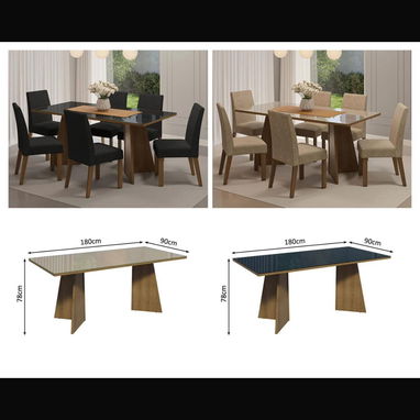 Juego de comedor de 6 silla con cristal importados nuevos en caja - 2/2