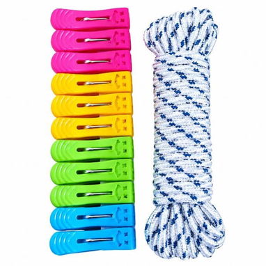 SET DE 12 PINZAS PARA ROPA CON SOGA 🌈🧺 - 2/10