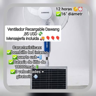 🌬️Ventiladores Recargables, de Pedestal y de Pared – Varias marcas y precios – Ideales para apagones ⚡ - 6/10