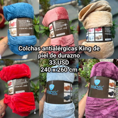 🔖Colchas antialérgicas de tela peluche y durazno Cameras, Queen y King - 3/10