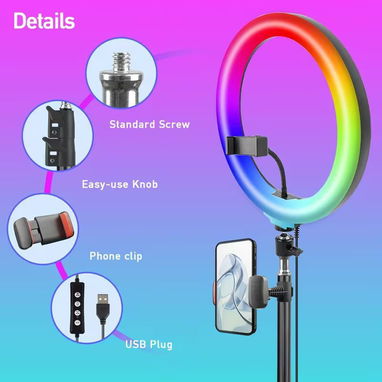 ☎️53544655 🛵 Entrega Disponible ⭐Aro de Luz LED RGB 12” con Trípode 63” y Soporte para Teléfono ⭐ - Img 115597185