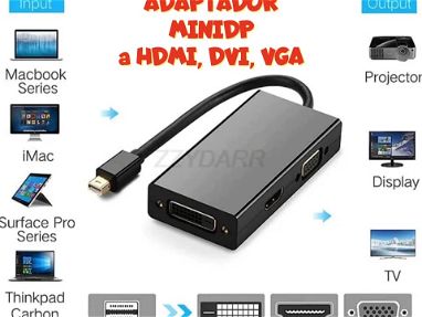 Adaptador Mini DisplayPort a HDMI,DVI,VGA o Convertidor Mini DisplayPort a HDMI,DVI,VGA - Img main-image