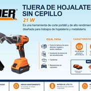 Tijera de Hojalatero Portátil sin Escobillas con Baterías y Cargador 21V - Img 57452660