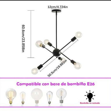 Super Elegante Lampara de 6 bombillos - Img 107521851
