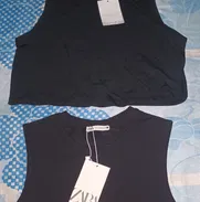 Blusas negras cortas sin mangas, tallas S y XS. Bershka y Zara - Img 50491963