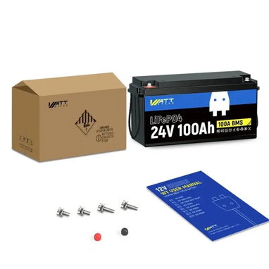 WattCycle Batería LiFePO4 24V 100Ah, 2560Wh, BMS 100A, Protección de Baja Temperatura y Conexión Escalable - 2/3