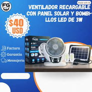 VENTILADOR RECARGABLE CON PANEL CON BOMBILLOS - Img 56870465