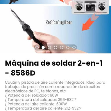 Máquina de soldar 2-en-1 - 8586D. Cautín y pistola de aire caliente integrados. - 2/4