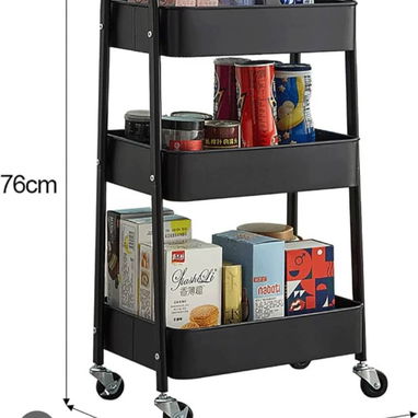 Organizador metálico multiusos de 3 niveles y tiene rueditas - Img 122249132