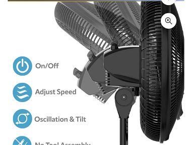 Ventilador Lasko 16" Oscillating Adjustable Pedestal Fan with 3-Speeds, S16500, Black, 18" Long, New - Img 58965912