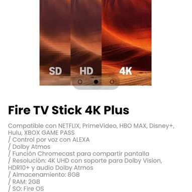 Fire TV Stick 4K Plus Compatible con NETFLIX, PrimeVideo, HBO MAX, Disney+, Hulu, XBOX GAME PASS - 2/3