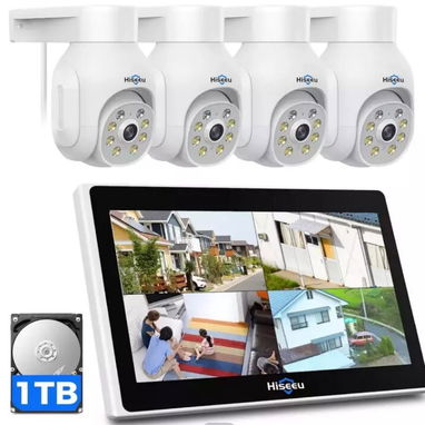Sistemas de cámaras de Seguridad//CCTV Hiseeu 4 cámaras + Pantalla//Para exteriores IP66//Visión Nocturna//Nuevo - Img 96810342