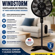 VENTILADOR DE PEDESTAL 18" MARCA WINDSTORM AMERICANA, ASPAS INSPIRADAS EN TURBINAS HASTA 40% MAS VELOCIDAD. 3 VELOCIDADE - Img 56594749