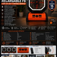 VENTILADOR RECARGABLE PORTÁTIL F6 CON LUZ LED 20000mAh NARANJA Nuevos en caja - Img 56703683