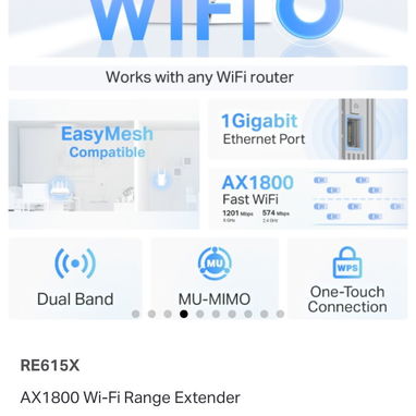 Repetidor TP-Link RE615X AX1800 WiFi 6 Hasta 2100 pies cuadrados, 64 dispositivos /63142460 - 3/6