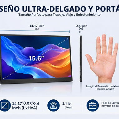 💻✨Monitor Portátil MNN 15.6" Full HD – ¡Duplica tu productividad y entretenimiento dondequiera que vayas! 💻✨ - 2/6