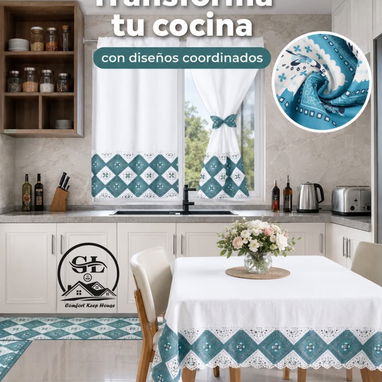 👑Juegos d cocina (excelente calidad) ✨mantel ✨dos alfombras ✨un juego d cortinas decorativas 💰 - Img 124275453