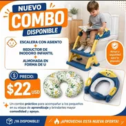 ESCALERA CON ASIENTO + REDUCTOR DE INODORO INFANTIL + ALMOHADA EN FORMA DE U - Img 56908383