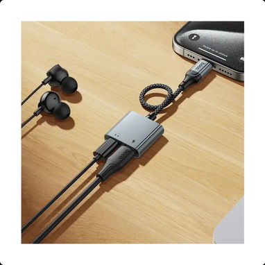Convertidor de audio digital Type-C a doble Type-C gris metalizado - Hoco UPA34A 🌐 $2.47 - 4/5