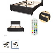 Cama con luz led y 2 gavetas disponibles en gris oscuro - Img 55801160