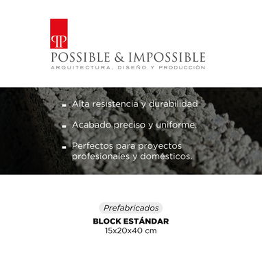 BLOQUES ORIGINALES DE CONCRETO 40x20x15 cm - 3/4