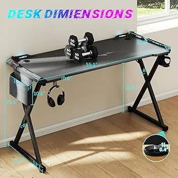 Mesa de escritorio gaming de 47  pulgadas con luces LED - Img 115667773