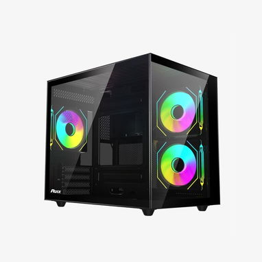 💻 RUIX OV502 M-ATX – Chasis Gaming Mini Torre, 3 ventiladores Prima ARGB, vidrio templado 180°, USB 3.0. Compacta 💻 - 2/7