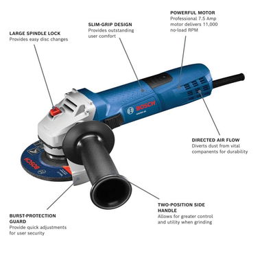 Pulidora BOSCH GWS8-45 / Esmeriladora angular 4-1/2' 900W (110V/60Hz) 11000RPM + DISCO DE DESBASTE - Img 115323032