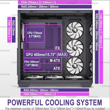 Estuche FOIFKIN F600 para PC - Con 7 Ventiladores ARGB PWM Pre-Instalados, Chasis para PC Gaming ATX de Torre Media, Vid - Img 122550826