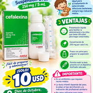 💚💊 ¡CEFALEXINA INFANTIL 250 mg/5 mL! 💊💚  🧴 Antibiótico en suspensión oral para uso pediátrico  ✨ VENTAJAS: ✅ Presen - Img 58177332