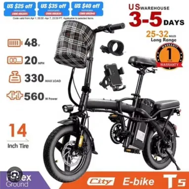 Bicicleta Eléctrica Plegable T1 - Img 123726975