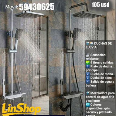 Ducha lluvia/4tiros Ducha hidro/lujo Ducha negra/marmol Espejo led/tactil Espejo full/2m Taza/moderna Lavamanos/sobreenc - Img 124344563