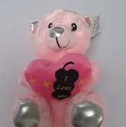Peluche- Osito Rosado, I Love You Corazón Negro (20cm) Precio: 7.36 USD - Img 50573547