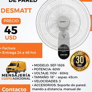 Ventilador de pared Desmatt. - Img 57734077