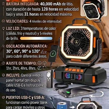 Ventilador recargable F22 de 40,000 Mah en 100 USD - Img 123597720