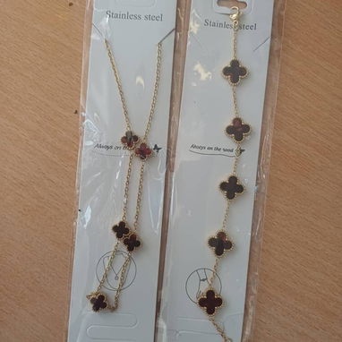 Juegos Van cleef de acero inoxidable con baño de oro 24k (cadena+pulsera) - 2/2