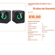 Bocinas para PC RGB FT-25-1 de gran rendimiento y ligereza pro VPT#-0046 - Img 55655989