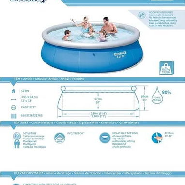 🔥 PISCINA BESTWAY FAST SET NUEVA – 396 cm x 84 cm 🔥 Para toda la familia 🏠 - Img 118307910