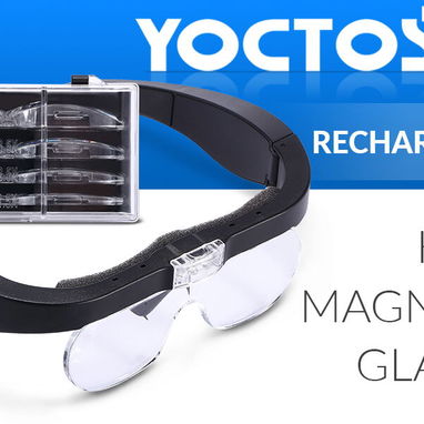 YOCTOSUN Gafas de Aumento Recargables, Gafas Magnificadoras de Cabeza con 2 Luces LED y Lentes Desmontables 53274327 - Img 125627161