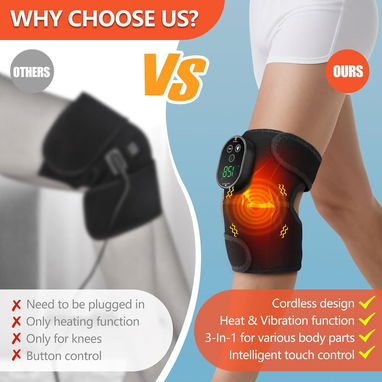 🔥 Masajeador de rodilla con calor – Almohadilla térmica 3 en 1 para codo, hombro y rodilla - 5/8
