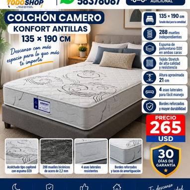COLCHONES KONFORT PERSONALES,CAMEROS Y 3/4 NUEVOS EN CAJA!!! - 2/3