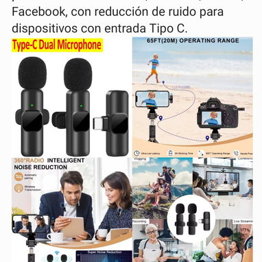 Pareja de micrófonos inalámbricos de solapa para IPhone y Tipo C - Img 91640306