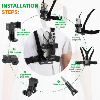 - Soporte para teléfono en el pecho con correa de arnés para Iphone y Android. - Img 123543540
