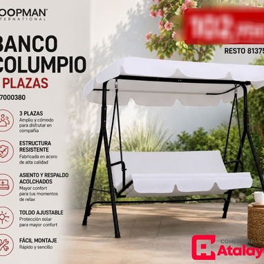 Columpio de Jardín de 3 Plazas, Balancín de Exterior con Toldo Ajustable 170 usd verde crema y blanco - Img 124955433