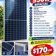 *PANEL SOLAR BOVIET 550W BIFACIAL*   ⚡ Potencia máxima: 550 W 🔋 Tecnología: Monocristalino PERC ☀️ Bifacial - Img 57309425