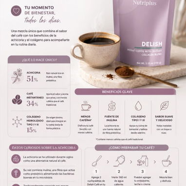 CAFÉ INSTANTÁNEO de Achicoria con Colágeno 25 serv☕ Rico en fibra prebiótica - Img 125950367
