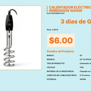 Inmersor 1000W Calentador Q7 110V Níquel, Calentador Inmersión Agua 1000W Q7 110V Cable VPT#-0513 - Img 55676316