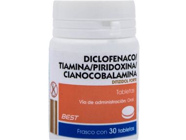 Diclofenaco con complejo B , vitamina B1, B6 ,B12 ( Tiamina , Piridoxina, Cianocobalamina) Ditizidol Forte 30 t - Img main-image